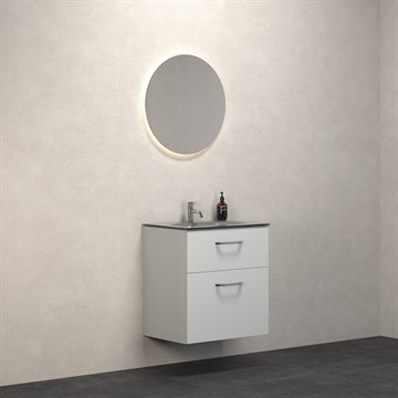 Dansani Largo møbelsæt 61 cm m/2 skuffer i hvid mat og spejl med lys